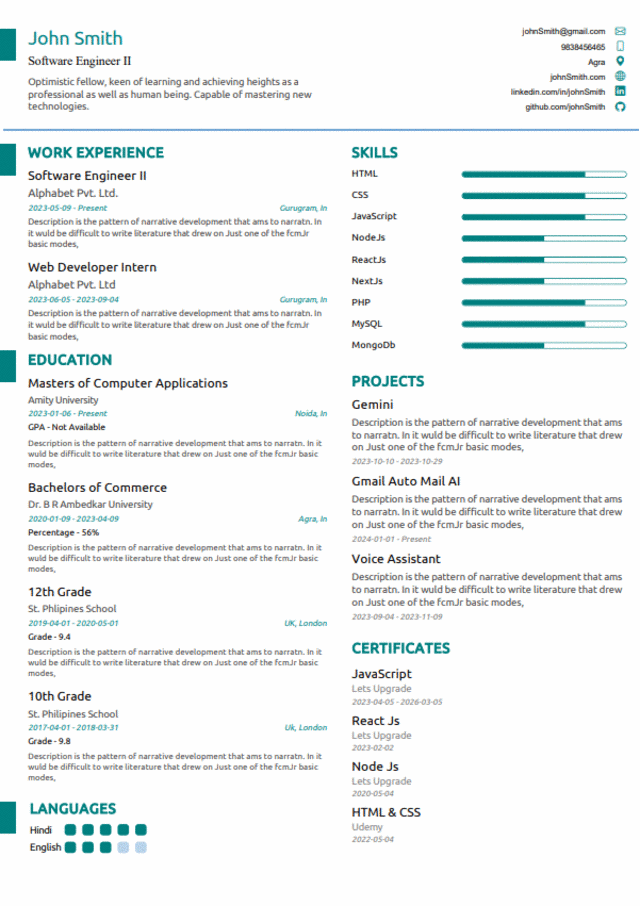 Template 13 — Professional ATS-friendly resume template
