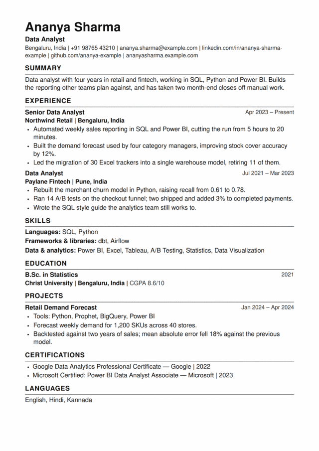 ATS Standard — Professional ATS-friendly resume template, free download