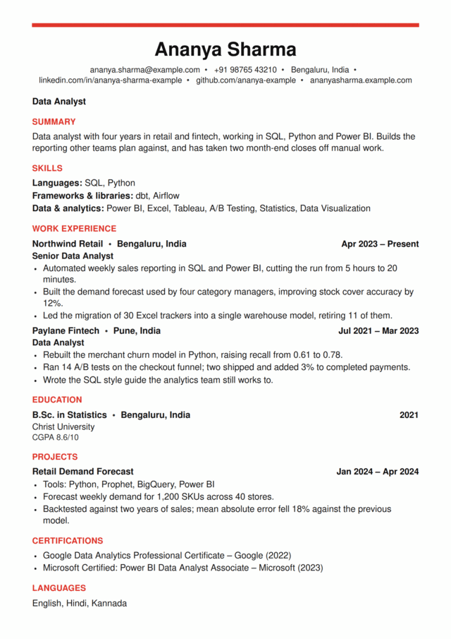 ATS Bar — Modern ATS-friendly resume template, free download